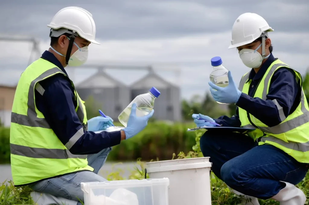 Post construction environmental monitoring with water quality sampling at project site